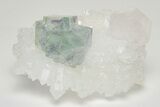 Fluorescent Purple & Green Cubic Fluorite On Quartz - China #205569-1